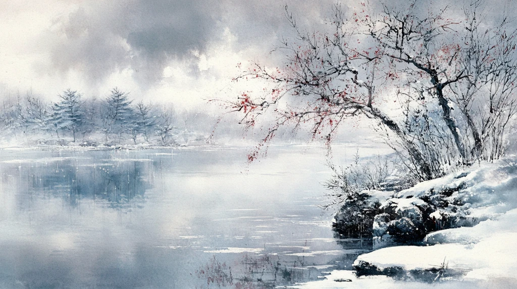 电脑油画冬天不冻河