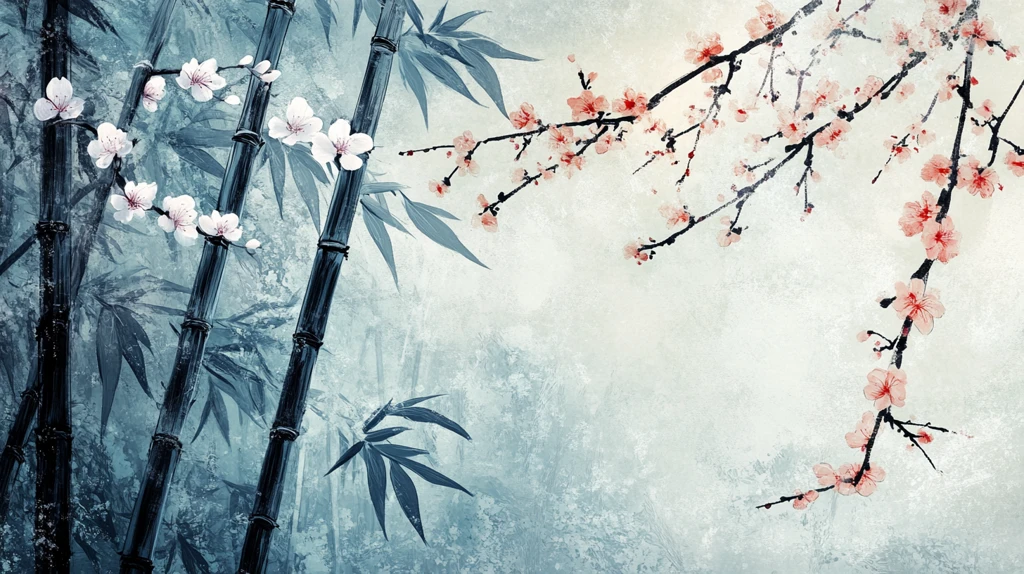 竹林梅花古典壁画