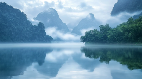 广西漓江晨雾
