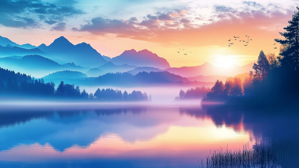 大幅高清山水日出