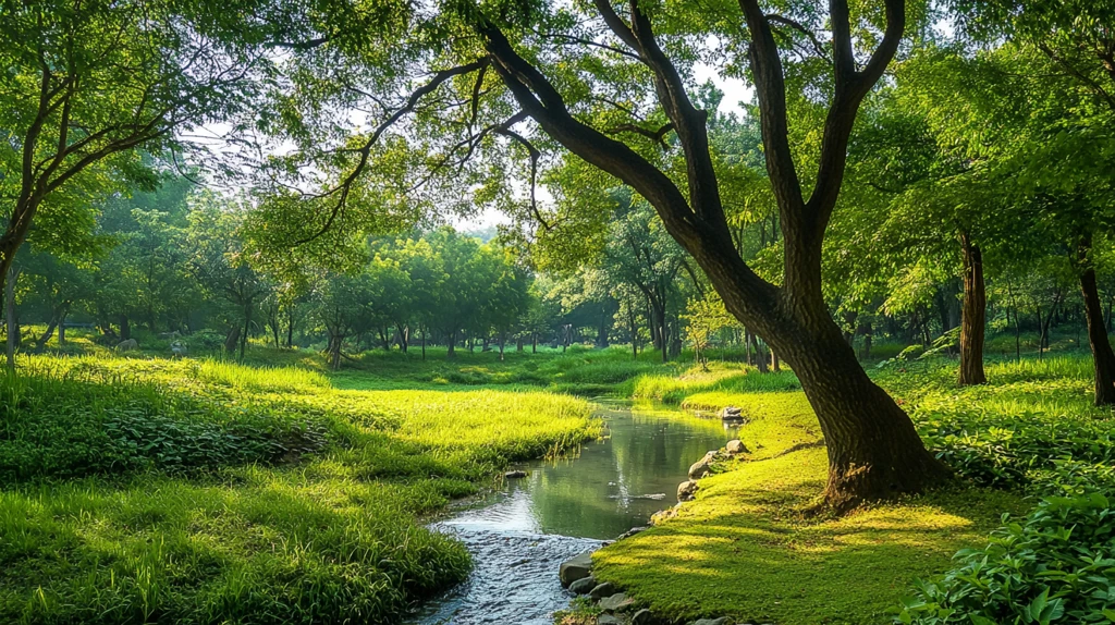 夏天树木西溪湿地