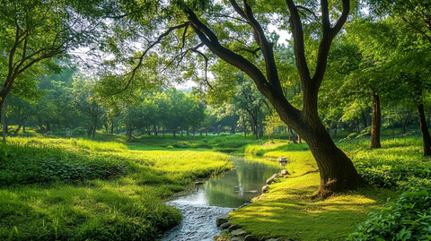 夏天树木西溪湿地
