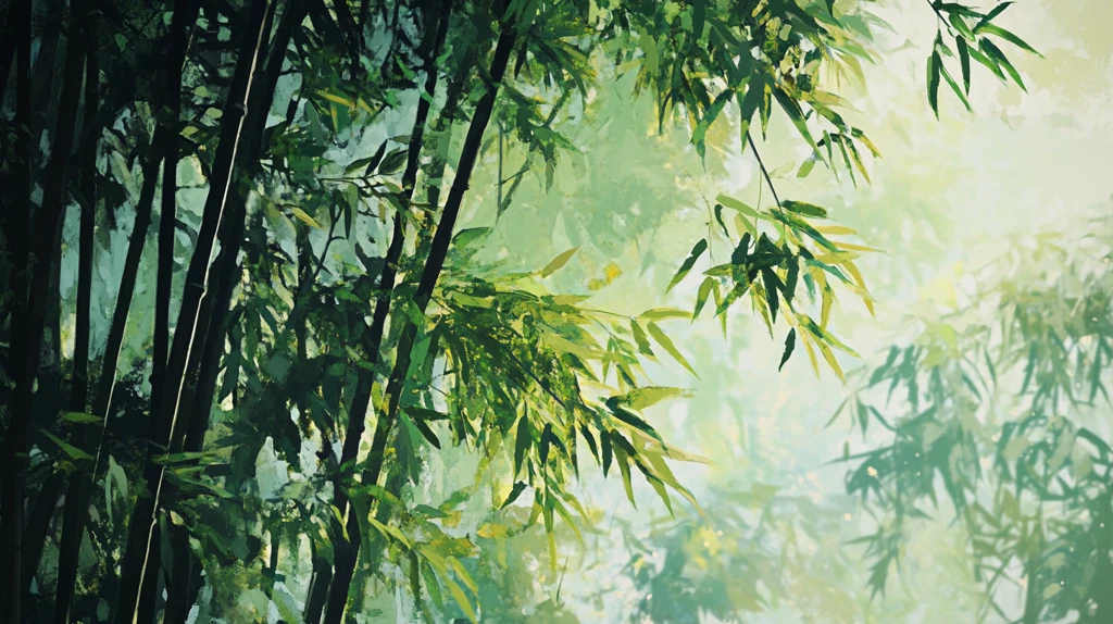 竹林油画