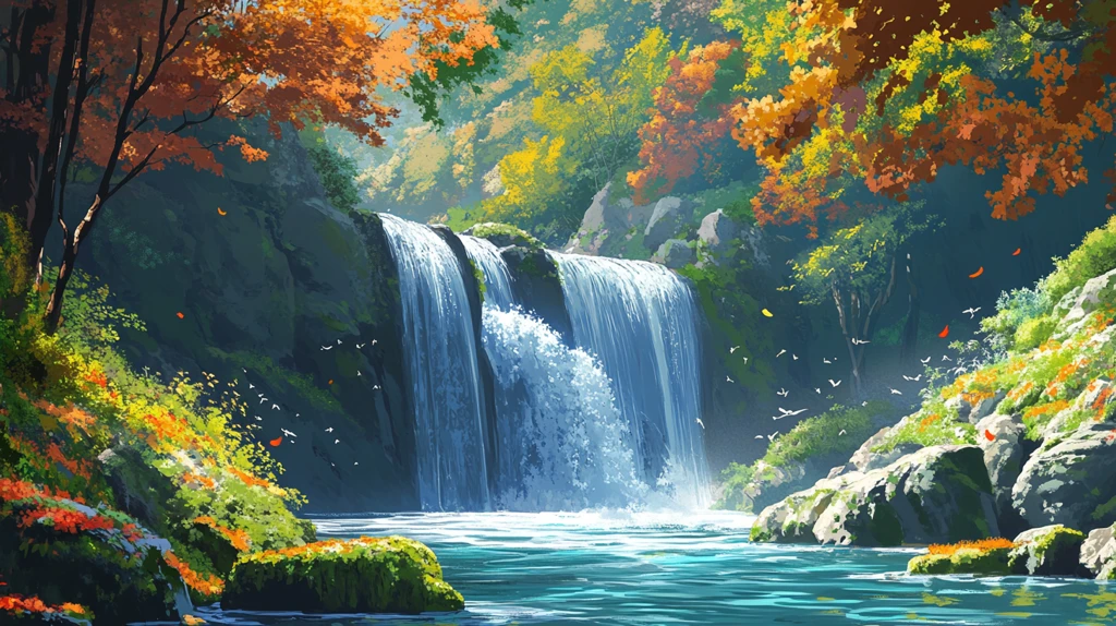 高清瀑布背景墙壁纸