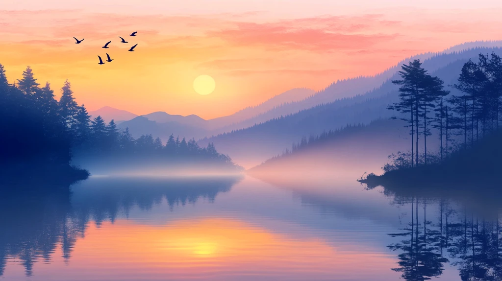 大幅高清山水日出