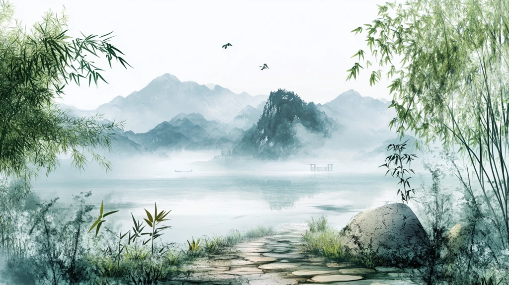 意境山水竹林装饰画