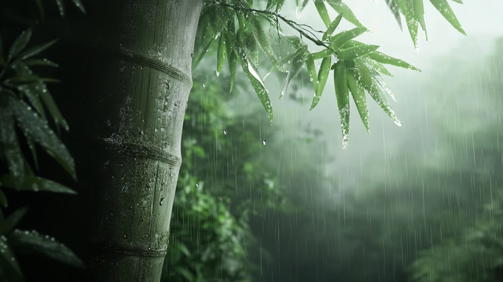 风景美景夏天雨后竹林