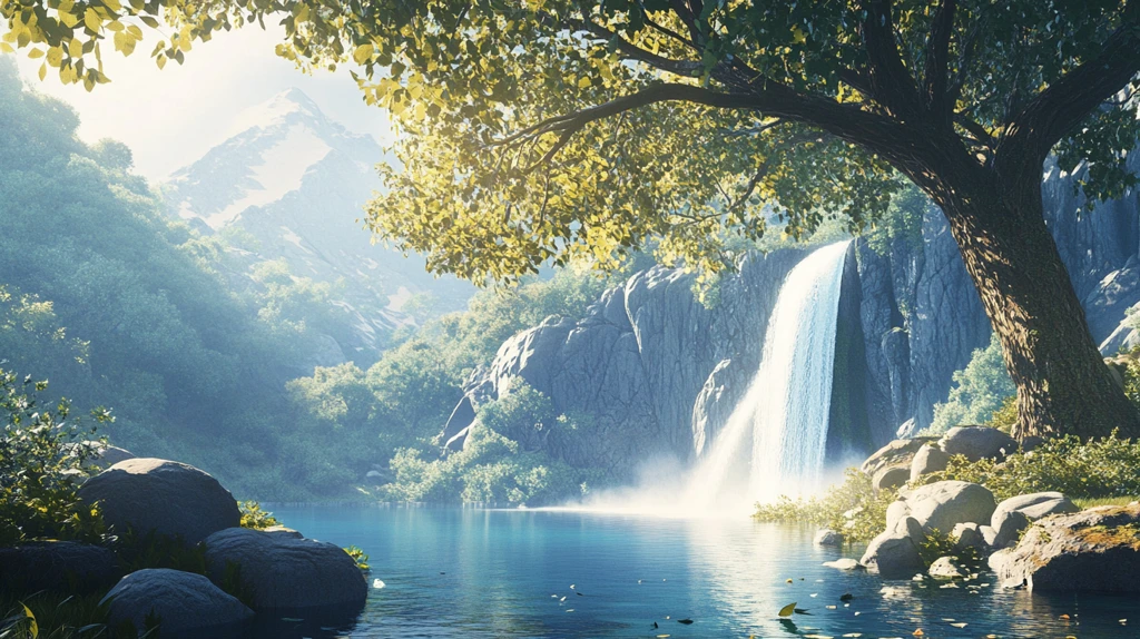 新中式山水瀑布