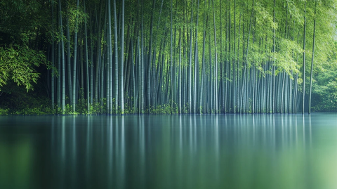 水旁竹林