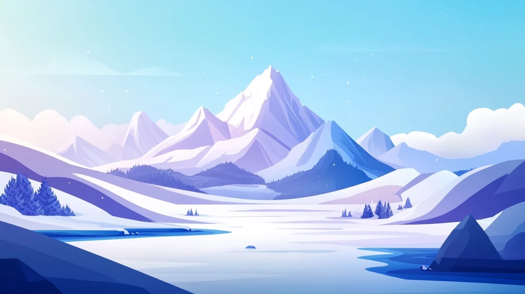 冬日山川风景插画