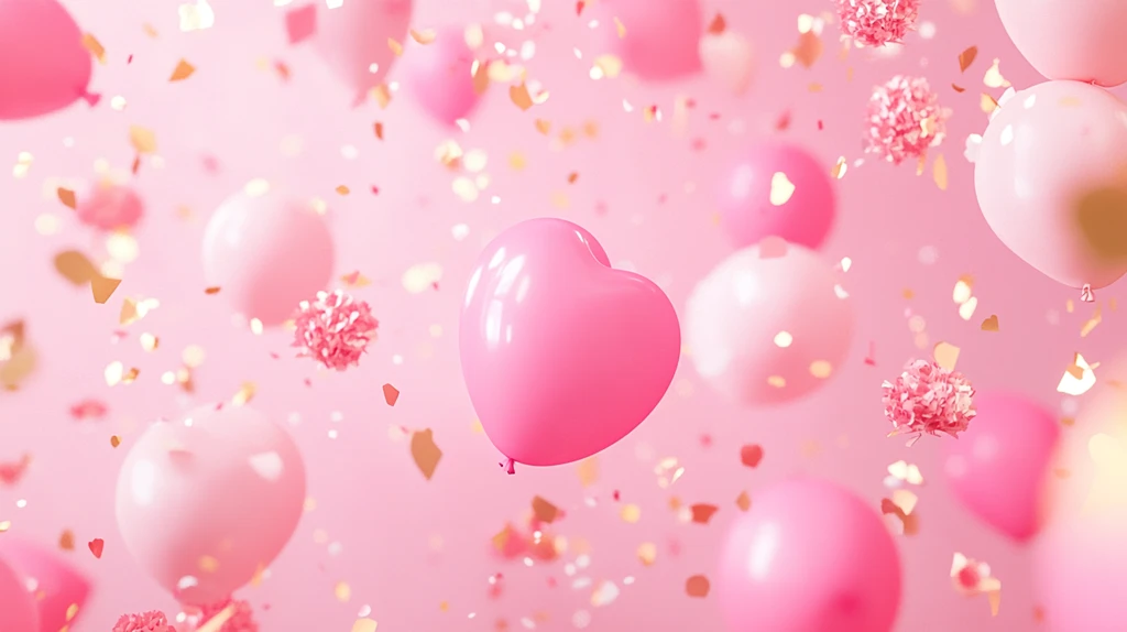 粉色心型汽球
