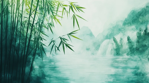 意境竹林山水画