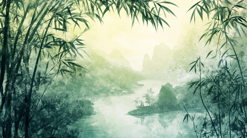 竹林山水背景