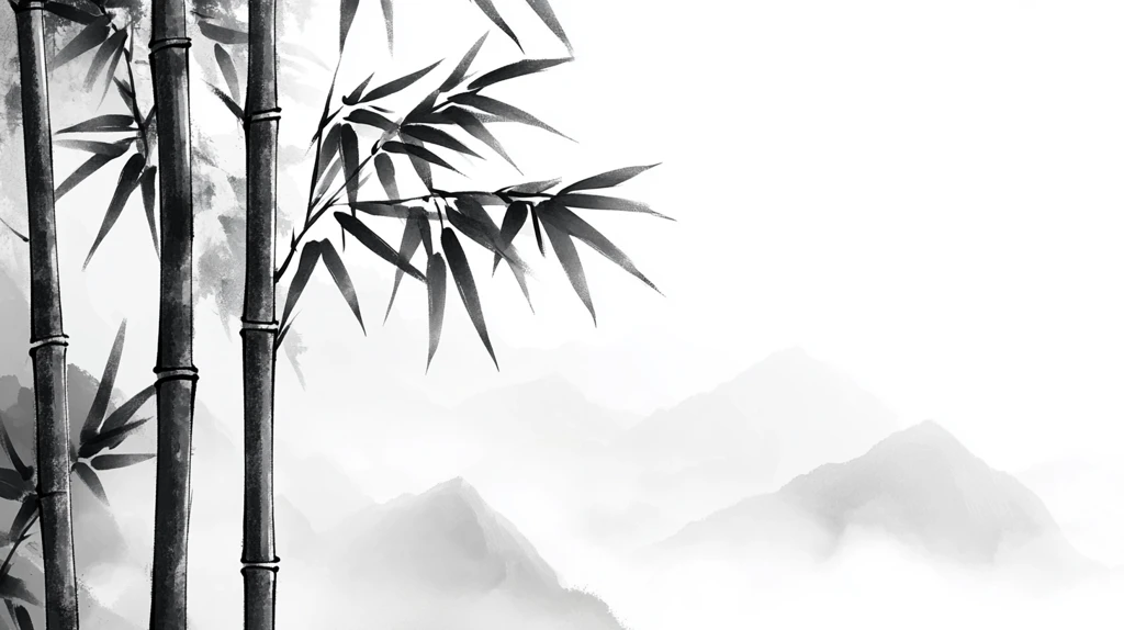 水墨山水竹林
