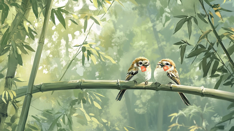竹林双雀