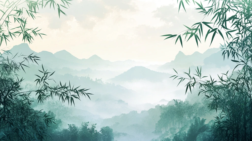 水墨山水竹林