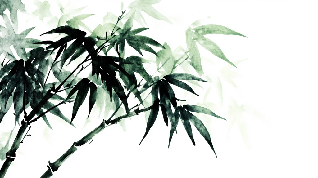 意境水墨竹叶