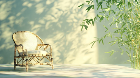 竹椅与花卉静物