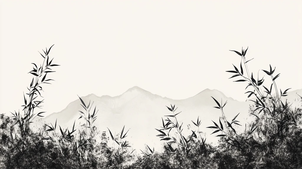 水墨山水竹林