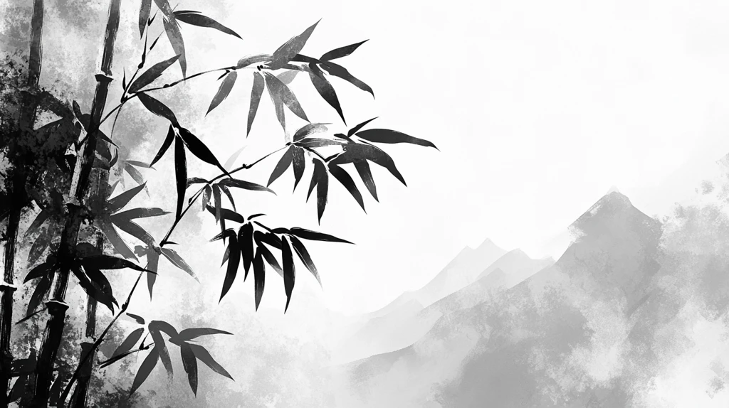 水墨山水竹林