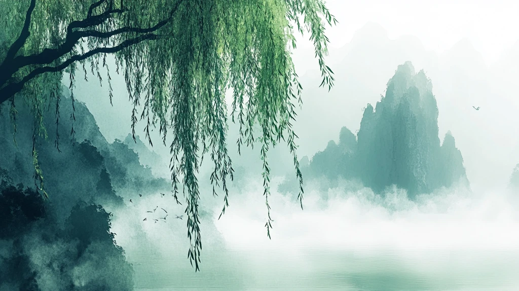 绿色清爽山水画