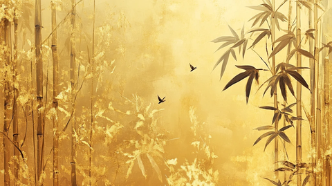 金色意境墨竹