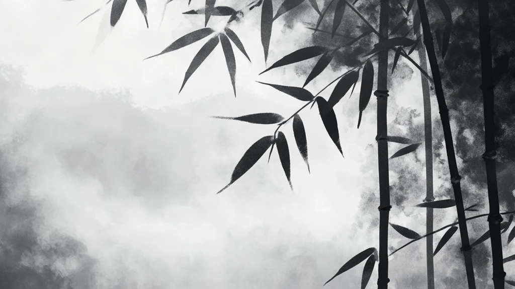 水墨山水竹林
