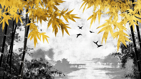 意境水墨竹林装饰画