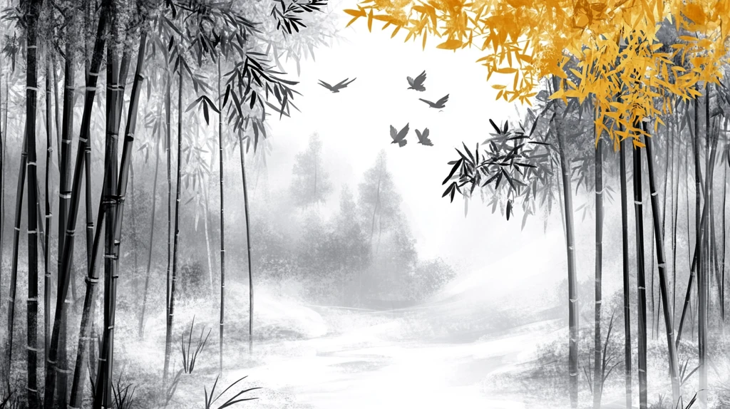 水墨竹林背景画