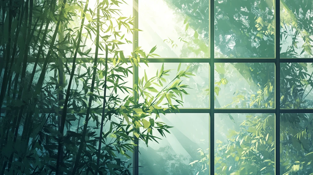 窗外竹景茂密竹林