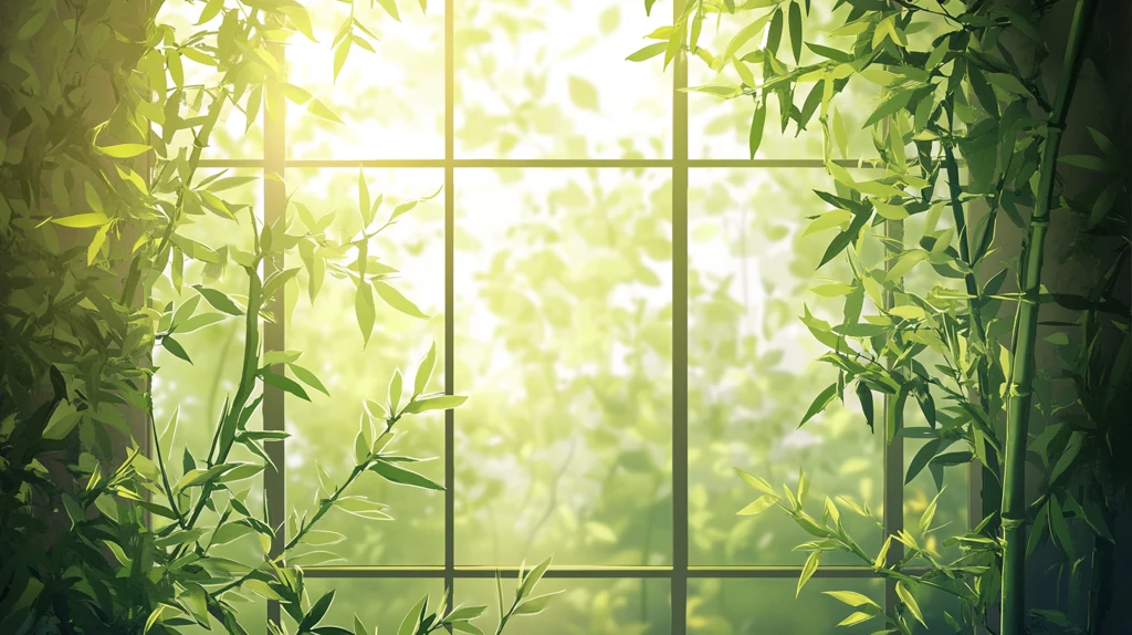 窗外竹景茂密竹林