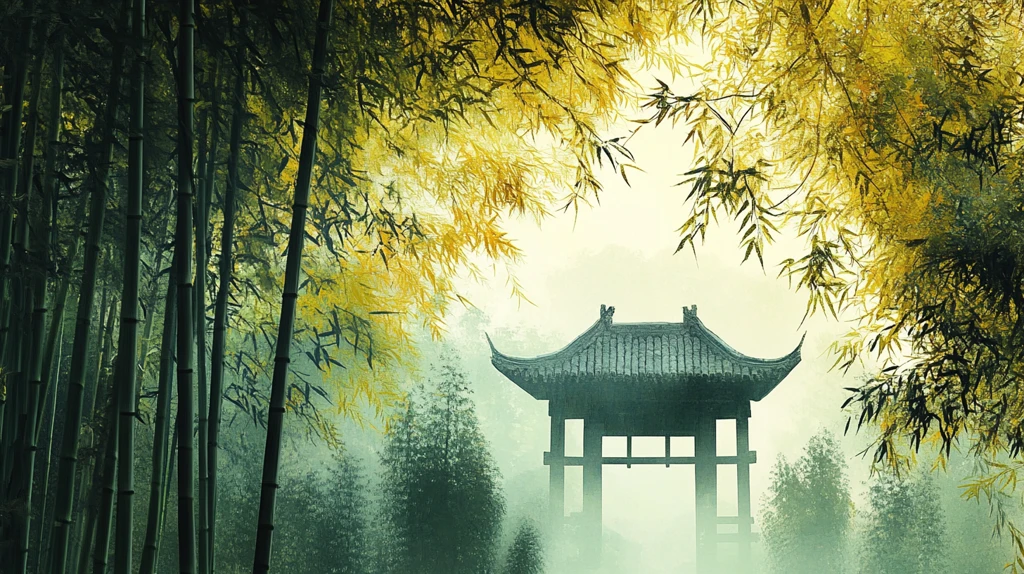 意境竹林山水画