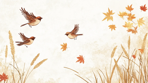 工笔花鸟画秋天