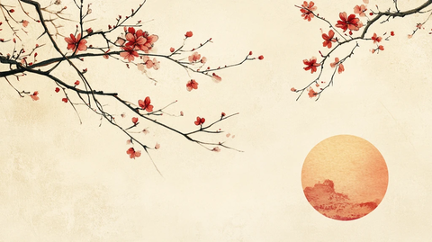 红日出东方意境中式画