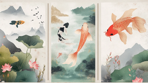 新中式山水鲤鱼