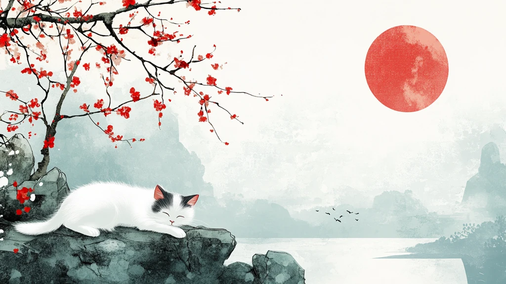 红叶古风山水画