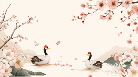 新中式桃花背景