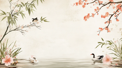 花鸟古风手绘背景墙