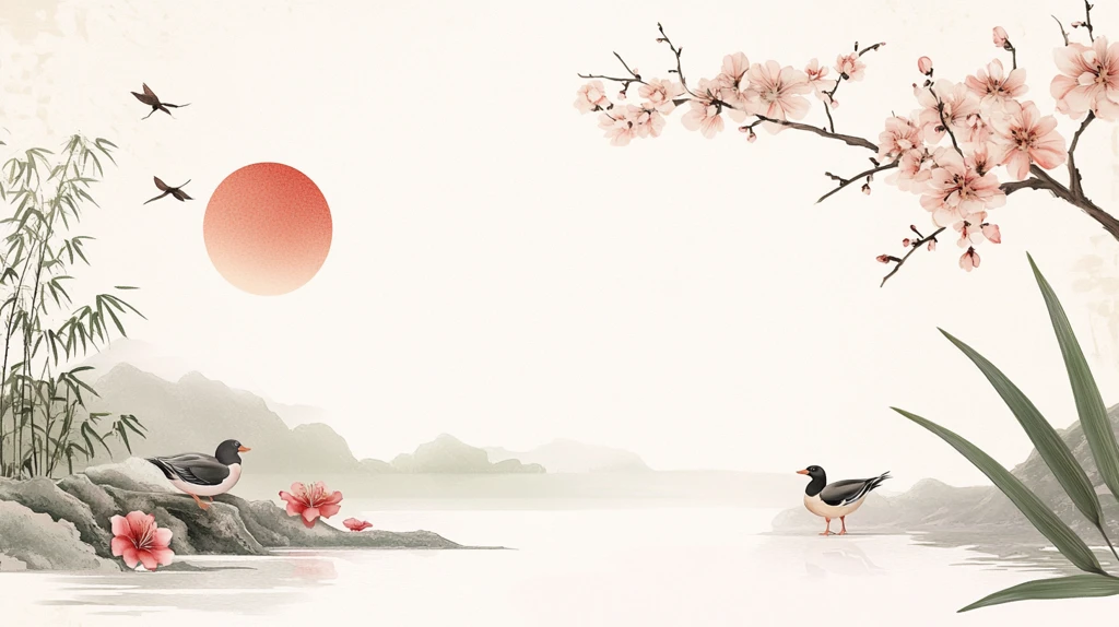 简约山水花鸟