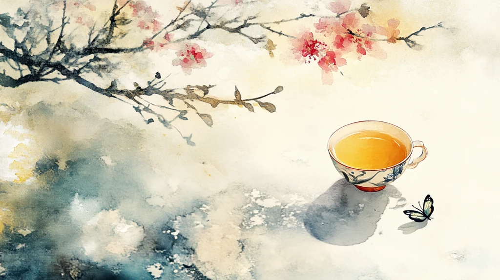 禅茶一味水彩画