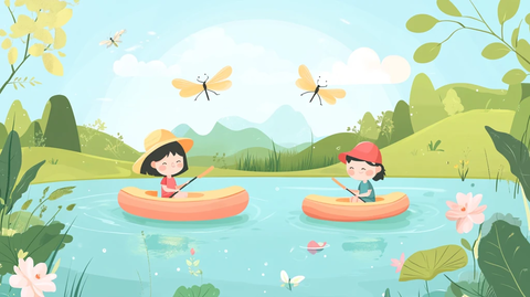 五一儿童春游插画