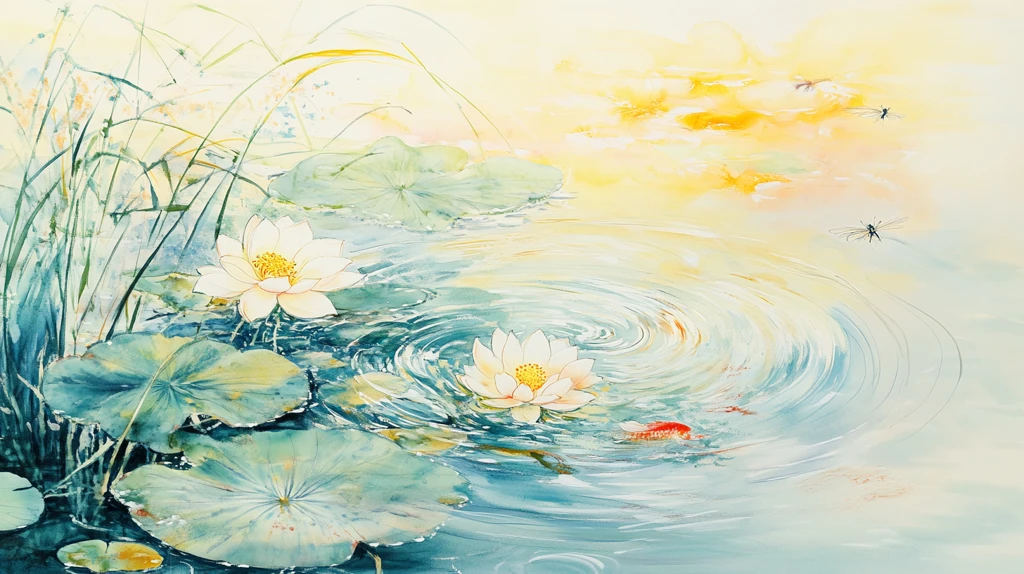 锦鲤荷花装饰画