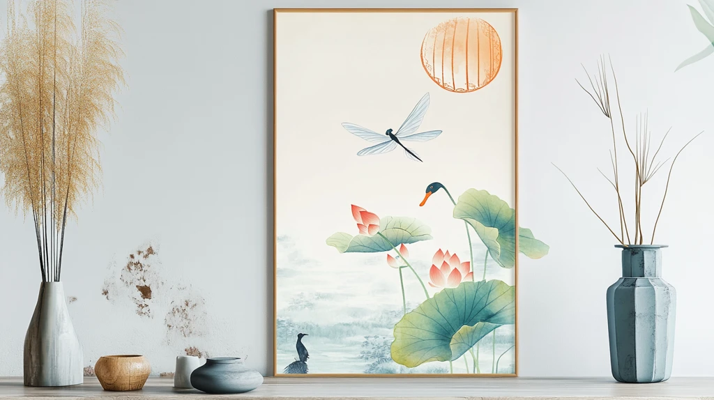 新中式荷花仙鹤