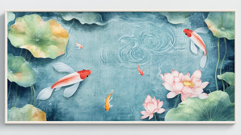 锦鲤荷花装饰画