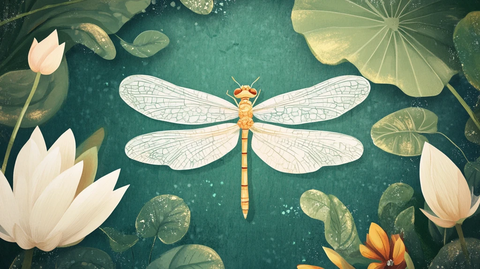 蜻蜓荷花插画