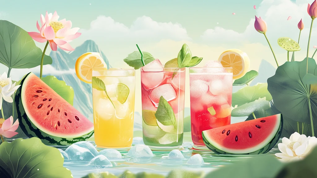 夏季饮料包装插画