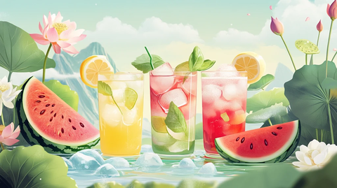 夏季饮料包装插画