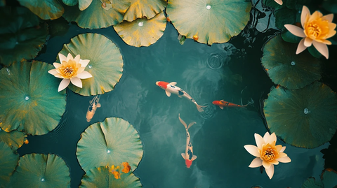 荷花与锦鲤