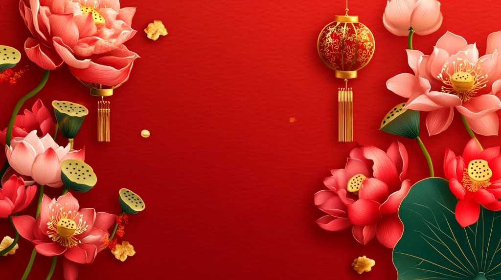 春节新年红色物料背景