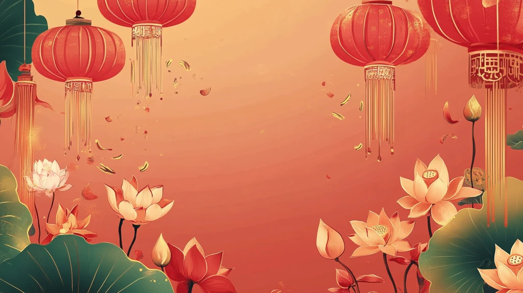 荷花灯背景插画